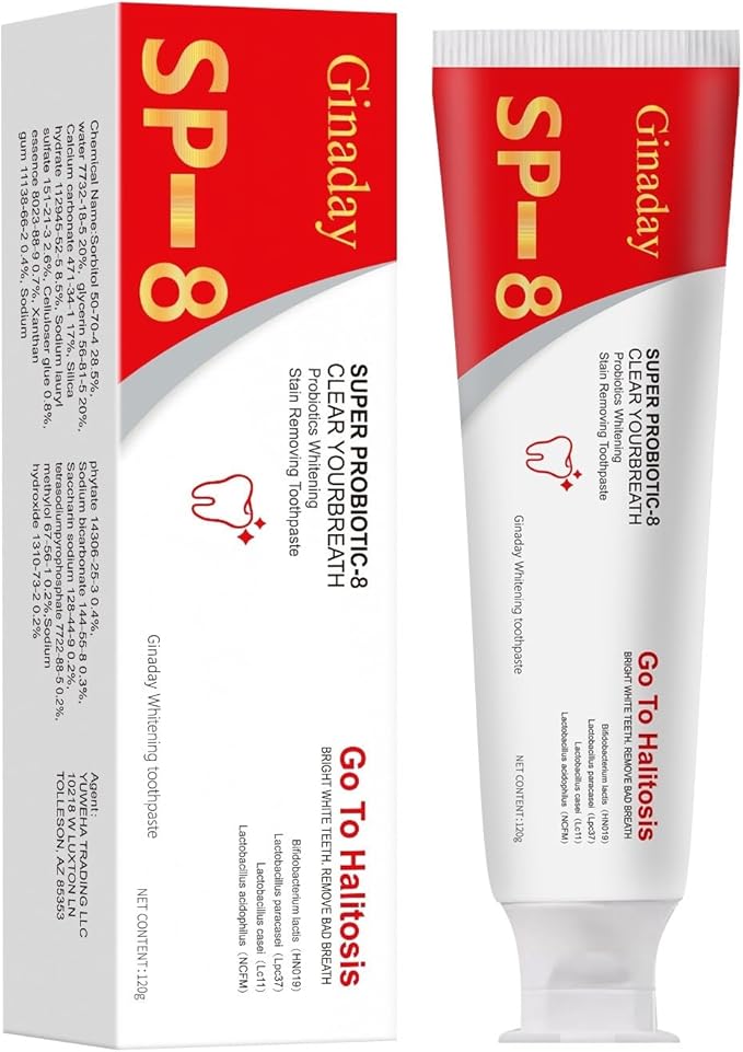 Sp-8 Probiotic Whitening Toothpaste, with Probiotics Oalance Oral Microbiota, Niacinamide Whitening Toothpaste for Enamel Protection and Gum Health Fresh Breath, Fluoride-Free.-1Pcs