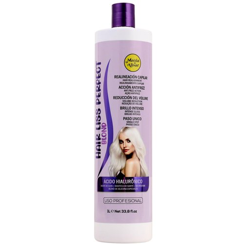 Professional Purple Keratin Treatment | Formaldehyde-Free Brazilian Straightening for Blonde, Grey & Bleached Hair | With Hyaluronic Acid, Ojon Oil, Shea Butter, Silicones & Bio Restore (33.8 fl /1L)