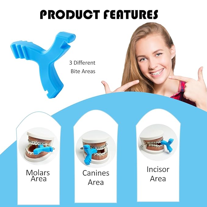 Aligner Chew,8PCS Y-Shaped Chew for Invialign Aligner,Hardness 45°Silicone Orthodontic Munchies Chompers Aligner Trays Seaters (8PCS Blue)