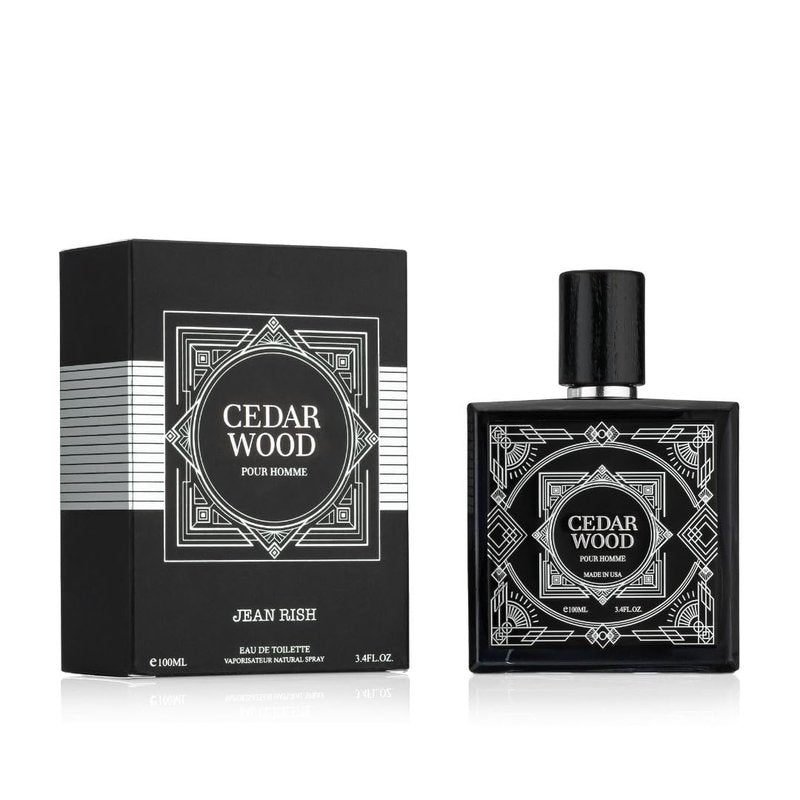Jean Rish Cedar Wood Perfume for Men Eau De Toilette, Long-Lasting Luxury Fragrance, Made In USA - Patchouli, Cedar, Musk Scent - 100ml / 3.4 oz
