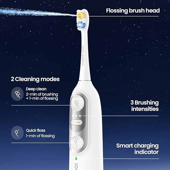 Soocas NEOS II Ultimate Set - Electric Toothbrush with Water Flosser, Sonic Electric Toothbrush for Adults, Portable for Travel, Deep Clean for Implants & Braces, Healthier Gums, Pearl White
