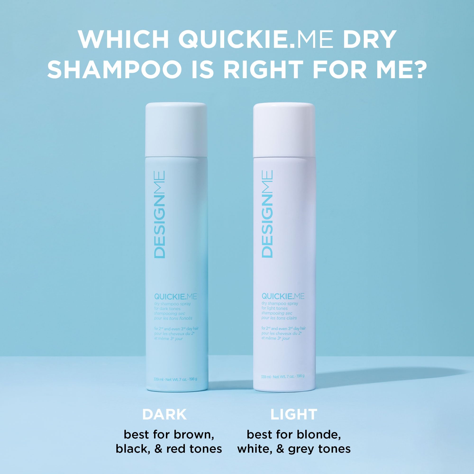 Design.Me QUICKIE.ME Dry Shampoo For Dark Tones | Instantly Refreshes, Absorbs Oils | Root-Lifting Formula with Rice Starch | Residue-Free Waterless Spray for Brown, Black, Dark & Red Hair