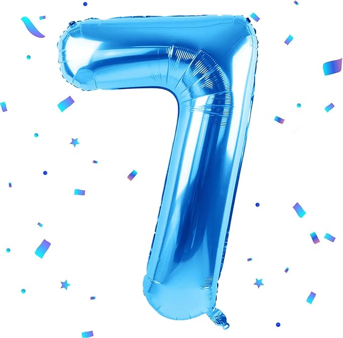 40 inch Blue Number Balloon Giant Foil Helium Balloons Blue Number 7 Balloon for 7th Birthday Party Decorations