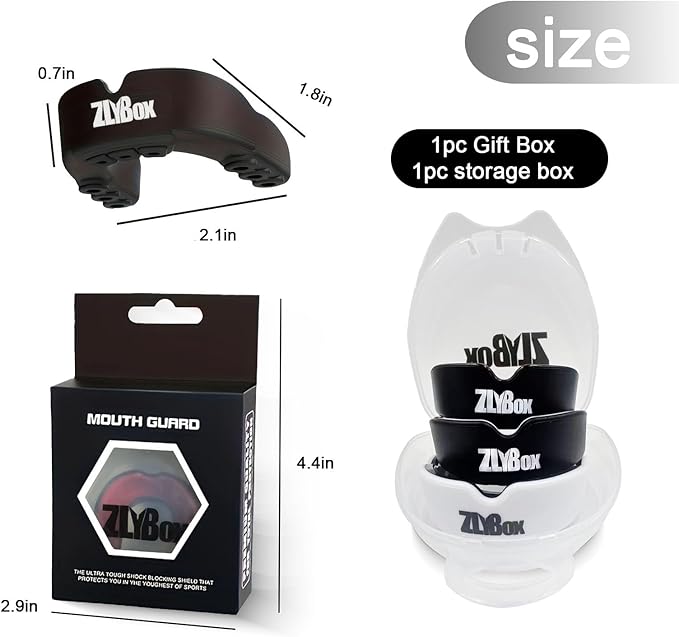 Dual-Layer Sports Mouth Guard for Adults & Youth with Case - Dental Protection for Boxing, Football, MMA, Hockey, Basketball, Lacrosse & All Contact Sports(White Black)