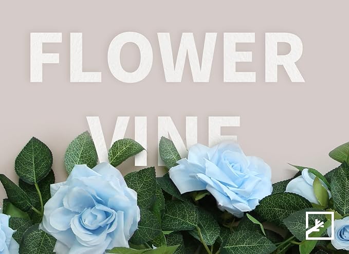 ZIFTY 5Pcs 32.5FT Blue Flower Garland Fake Flower Vines Faux Artificial Floral Garland Hanging Rose Ivy for Wedding Decortions Arch Garden Ceremony Background Outdoor Wall Decor