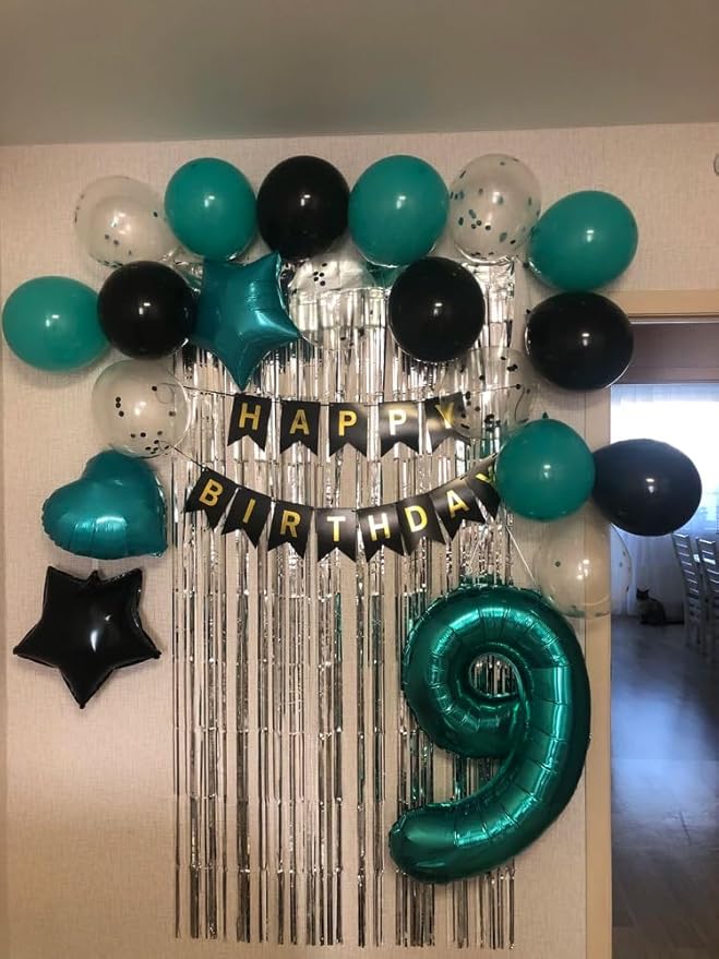 Teal Number 9 Balloon 40 Inch, 9 Balloon Number, 9th Birthday Decorations, Teal Party Supplies for Boys Girls