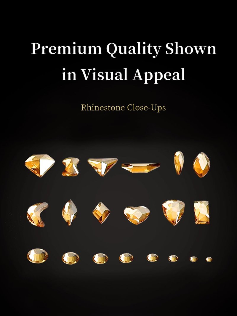 AMLAVIFISH Gold Rhinestones for Nails, 6080Pcs Gold Nail Art Rhinestones Kit, 3D Flatback Crystals Diamonds for Nail Art Design, Mix Sizes Nail Charms and Gems(Tweezers Included)
