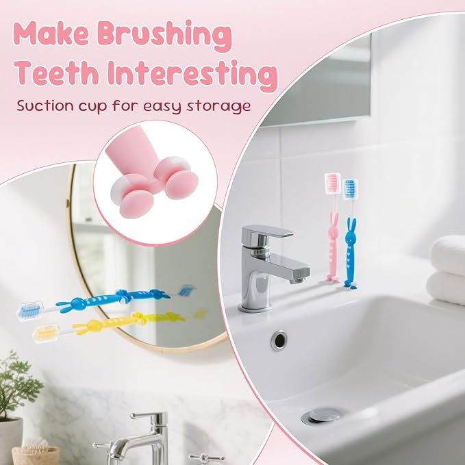 Kids for Toothbrushes In Bulk, Individually Wrapped Toothbrush Cute Manual Soft Bristles Children Disposable Toothbrush With Cover Suction Cup Toddler Toiletries Set for Home/School/Travel (8 Pack)