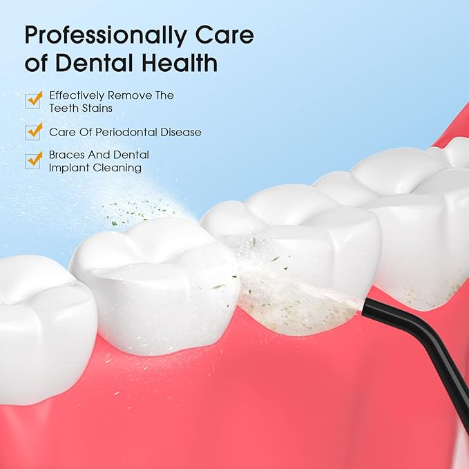 Hangsun Water Flossers for Teeth Cordless Rechargeable Dental Oral Irrigator Water Jet for Teeth Braces Care with 8 Jet Tips for Travel and Home Use (Black)