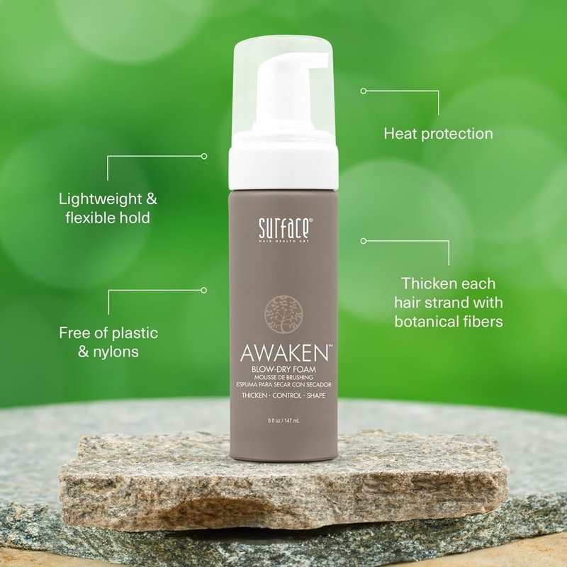SURFACE Hair Awaken Thickening Blow Dry Foam, Protect, Strengthen Fine & Fragile Hair, 5 Fl. Oz.