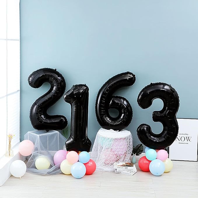 40 inch Black 1 Number Balloon Giant Foil Helium Balloons Black Large Digital Balloon 1 Number 1 Balloons for 1st Birthday Party Decorations Anniversary Events Decoration Supplies