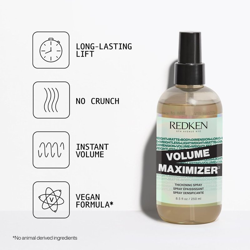 Redken Volume Maximizer Thickening Spray – Weightless Volumizing Spray For All Hair Types, Adds Flexible Volume and Body, For Thicker-Looking Hair