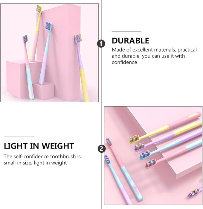 HAPINARY Soft Bristle Toothbrush for Adults 8pcs Travel Toothbrush Set, Small Head Portable Oral Care Brush with Soft Nylon Bristles, Household Tooth Cleaning Tool Suitable for Travel and