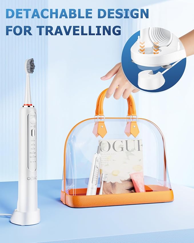 Electric Toothbrush with Water Flosser, Advanced 2.0 Flossing Toothbrush Combo in One with 5 Brush Modes & 3 Floss Speeds,500 ML Cordless,for Adults,Teeth, Gums, Braces, Dental Care,White