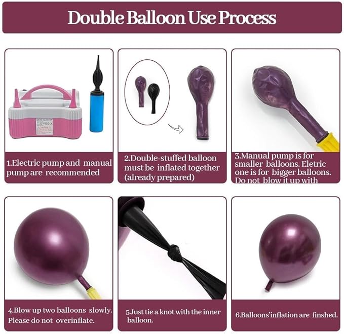 Dark Purple Black Balloons Garland Double Stuffed Black Burgundy Plum Balloon Arch Kit for Gothic Birthday Bridal Shower Mother's Day Graduation Party Decorations