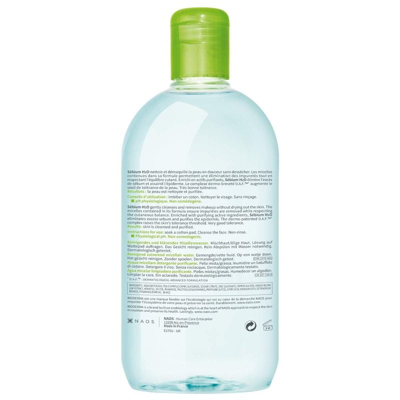 Bioderma - Sébium H2O - Micellar Water - Cleansing and Make-Up Removing - for Combination to Oily Skin