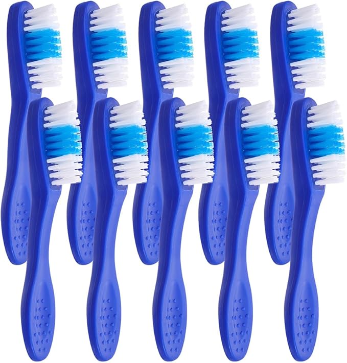 Baluue 20pcs Short Handle Security Toothbrush, Prison Security Toothbrush Individually Packaged for Prison, Detention Center, Travel, Blue, 3.66 Inch