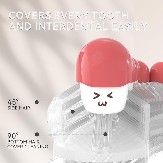 Adult Sonic Automatic Electric Toothbrush, 360° Oral Cleaning Stain Whitening, IPX7 Waterproof Rechargeable, u-Shape Brush Head*3+Straight Handle Brush Head*2 (White)