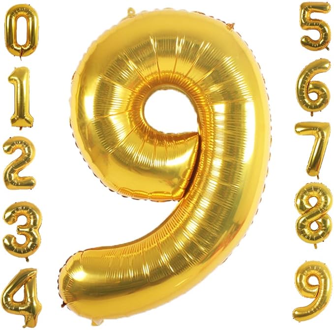 Gold Foil Balloons Number 9, 42 inch