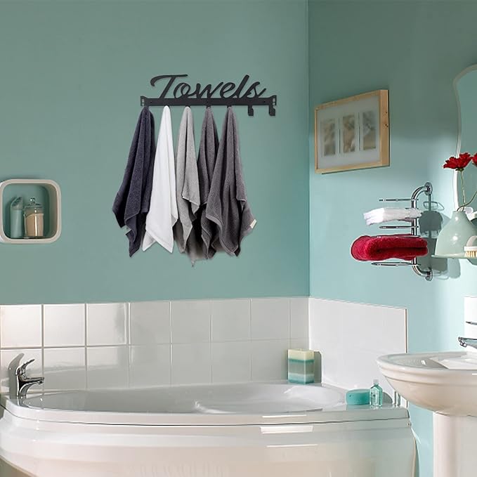 Over The Door Hooks - Heavy Duty Towel Rack with 7 Coat Hooks for Bedroom Bathroom Pool Kitchen