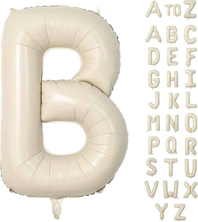 Biapian 40 Inch Giant Cream Foil Balloon - Large Aluminum B Balloons for Birthday, Baby Shower, Wedding, Anniversary Party Decoration