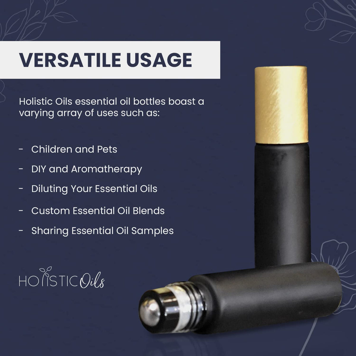 Essential Oil Roller Bottles, Black 10ml Leakproof Rollers – Thick Black Glass with Brush Gold Lid, Updated Stainless Steel Roller Ball Insert for Oils, Aromatherapy – 12 Pack