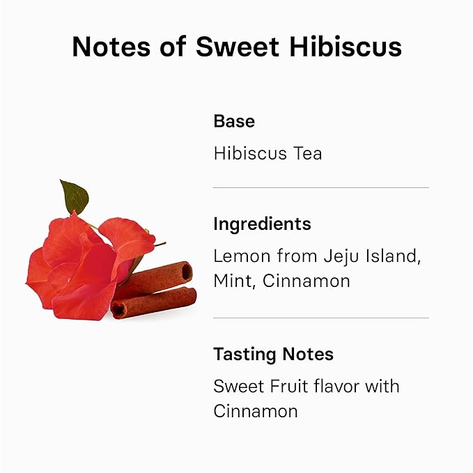 OSULLOC Sweet Hibiscus (Lemon & Cinnamon flavor), Decaffeinated Herbal tea, Relaxing Fruit Blended Hibiscus tea, Premium Tea bags from Jeju Island, 20 count, 1.27 oz