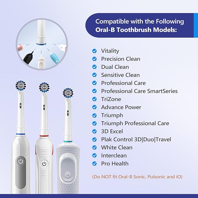 8 Pack Replacement Brush Heads Compatible Toothbrush Heads for Braun Oral-B Professional Care 500 600 1000 2000 2500 3000 5000 7000 and More Vitality Pro Smart Genius Electric Toothbrushes