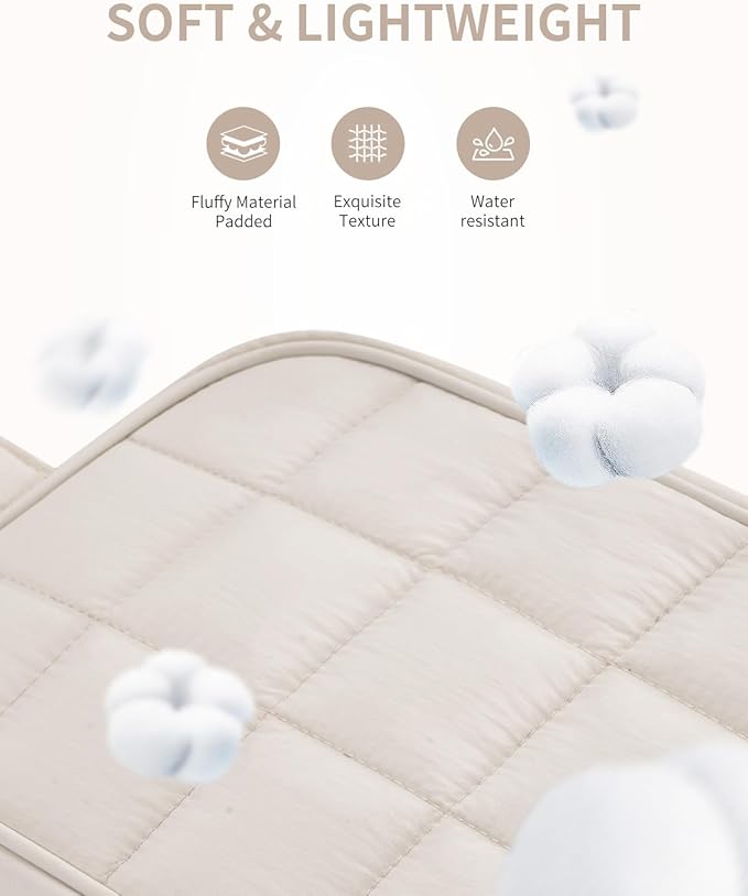 Narwey Puffy Travel Toiletry Bag for Traveling Women Girl, Travel Bag for Toiletries, Cute Travel Makeup Bag Organizer, Quilted Cosmetic Bag Make Up Skincare Medicine Bags