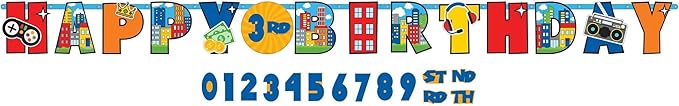 Party Town Multicolor Jumbo Add-An-Age Paper Birthday Banner - 10.5' x 10" (Pack Of 1) - Perfect For Celebrations & Parties