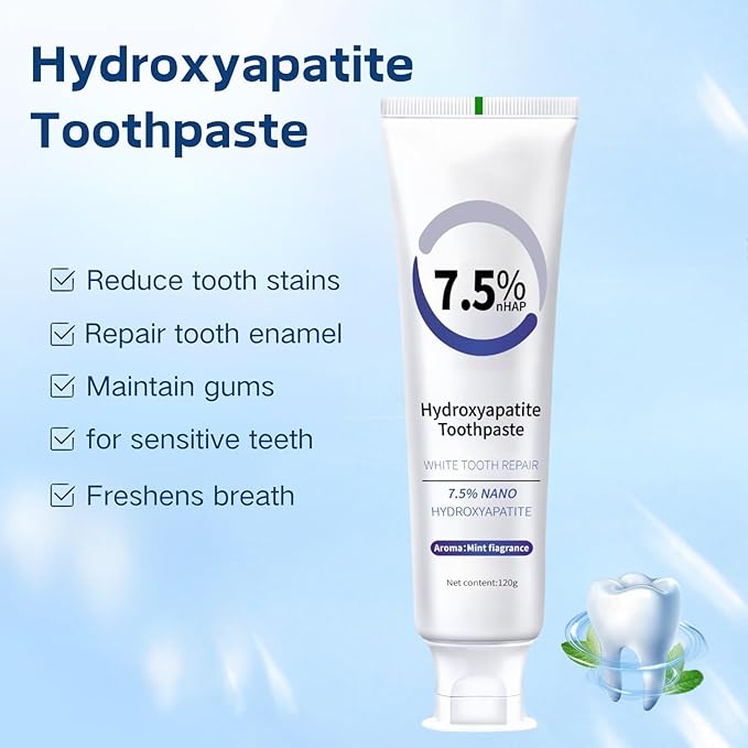 Hydroxyapatite Toothpastes for Enamel Protection and Tooth Strengthening, Fluoride-Free | Gentle | Mint | Fresh Breath, 4.23 oz (2)