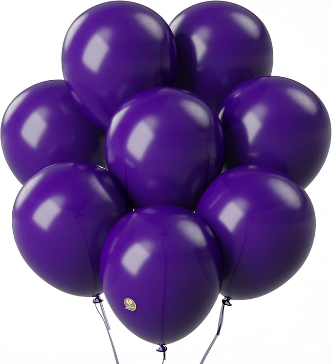 AFTERLOON® Biodegradable Balloons 24 pcs Deep Purple 12 Inch, Matte Color Thickened Extra Strong Latex Helium Float, Multicolor Colorful Bulk Color ballon baloon Globos Para Decoration De Fiestas