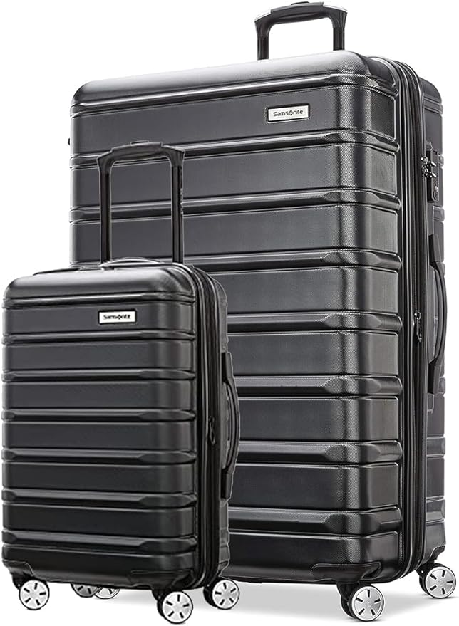 Samsonite Omni 2 Hardside 2 Piece Set - Includes Global Carry-On & Large Checked Suitcases - 360° Dual Spinner Wheels - Integrated TSA Lock & Expansion - Amazon Exclusive - Midnight Black