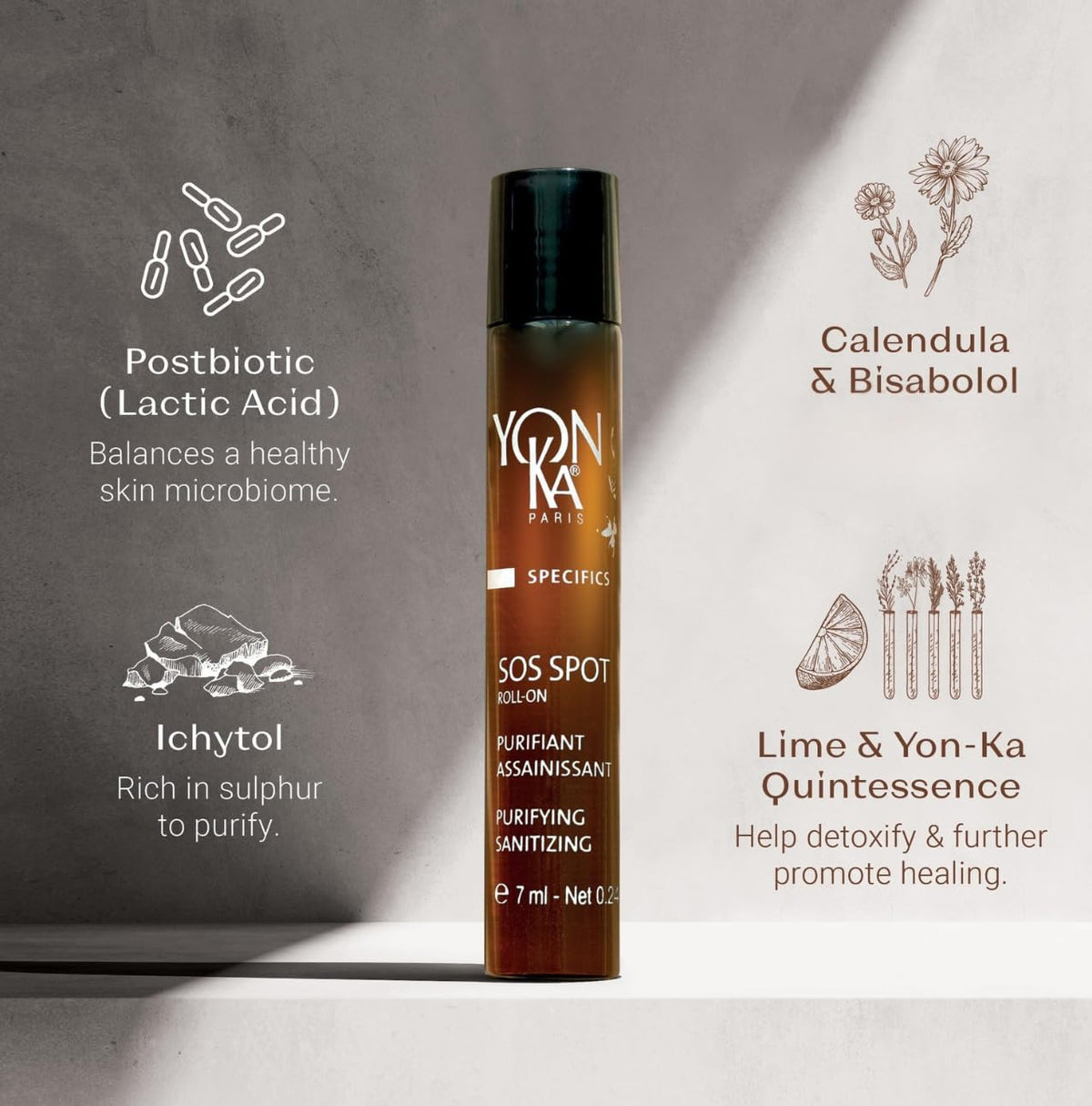 Yon-Ka SOS Spot Roll-On, Targeted Blemish Treatment, Travel Size
