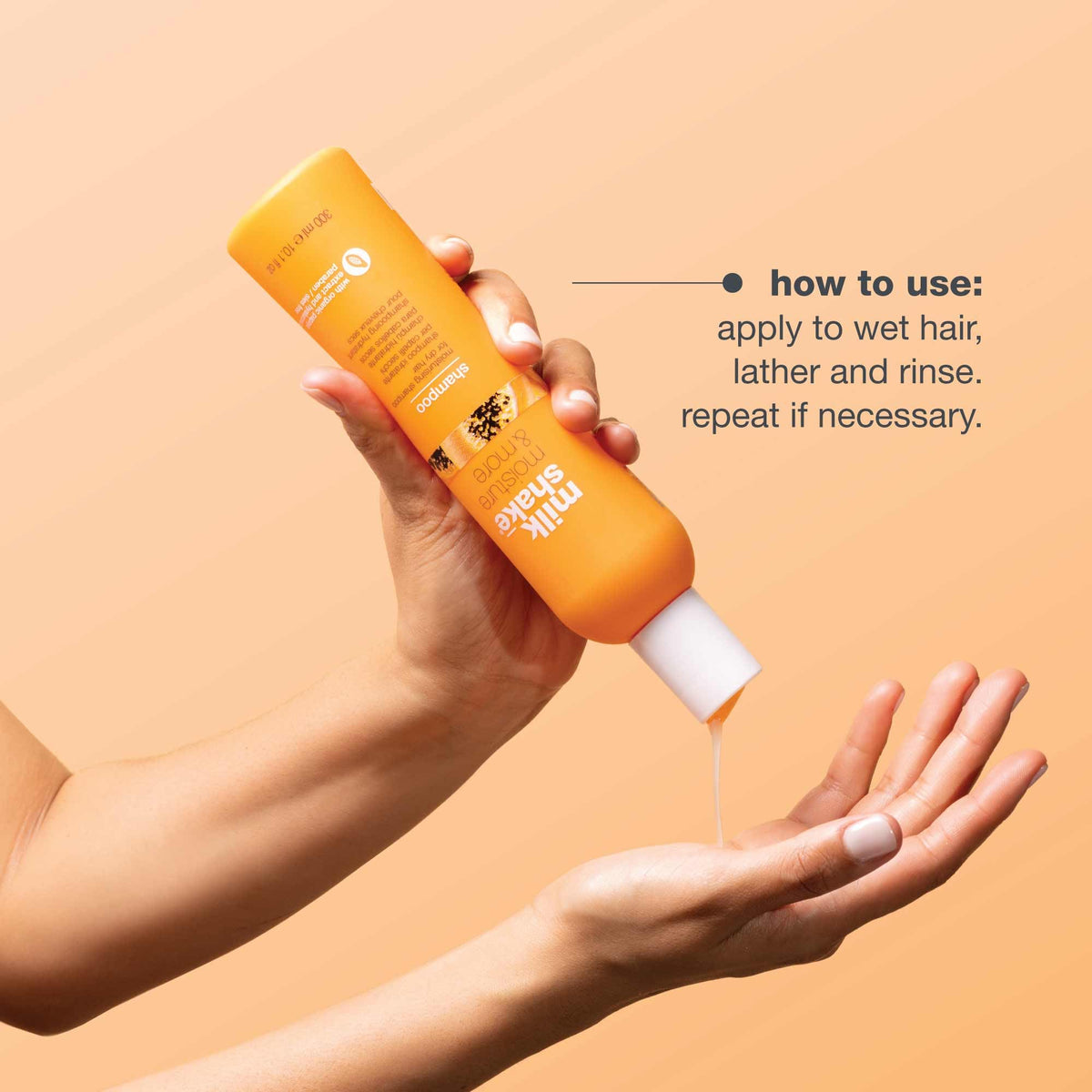 milk_shake moisture & more shampoo | daily hydration shampoo for smoother, healthier-looking hair | with milk proteins, fruit extracts & hyaluronic acid, 10.1 fl oz / 300 mL