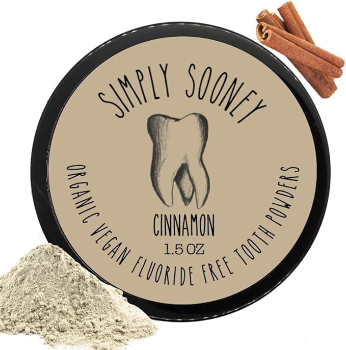 Simply Sooney Remineralizing Vegan Mineral Tooth Powder I Cinnamon Formula I Natural Whitening I Stronger Teeth (1.5oz Jar)