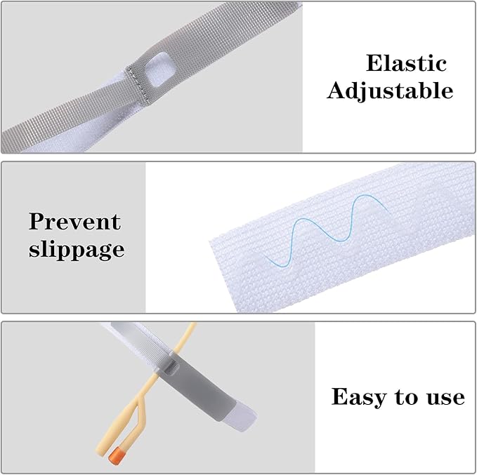 Foley Catheter Holder Urinary Legband Holder Catheter Tube Holder Anti Slip Anti Irritation Silicone Grip (Gray)