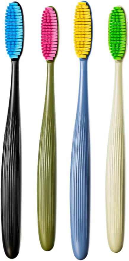 Extra Soft toothbrushes for Adults，Suitable for Sensitive Teeth and People with periodontal Disease,Big and Long Toothbrush Head. 4 Count (Pack of 1)