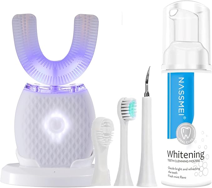 Automatic Toothbrush for Adult - Ultrasonic Electric Toothbrush with Soft Bristles Waterproof & Washable Rechargeable Portable Design with Wireless Charging 30'' Timer for Travel & Home Use (White)