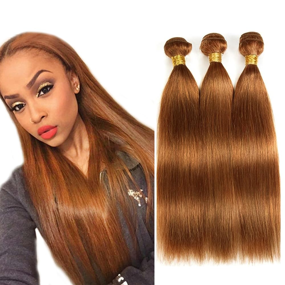 #30 Brown Bundles Human Hair Straight Bundles 12 12 12 Inch 3 Bundle Unprocessed Brazilian Virgin Hair Light Brown Straight Human Hair Extensions For Black Women