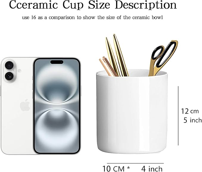 Toothbrush Holder for Men,White Ceramic Toothbrush Cup Storage on Bathroom Countertop,Sturdy and Durable,Never Fade(H 3.93'' *W 3.54''