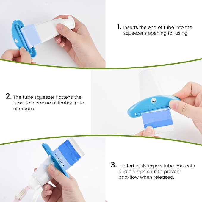 LOVEINUSA Toothpaste Tube Squeezer Dispenser, 4PCS Hanging Tooth Paste Clips Roller Squeezer Holder for Saving Toothpaste Facial Cleanser Creams Paint, Multicolor