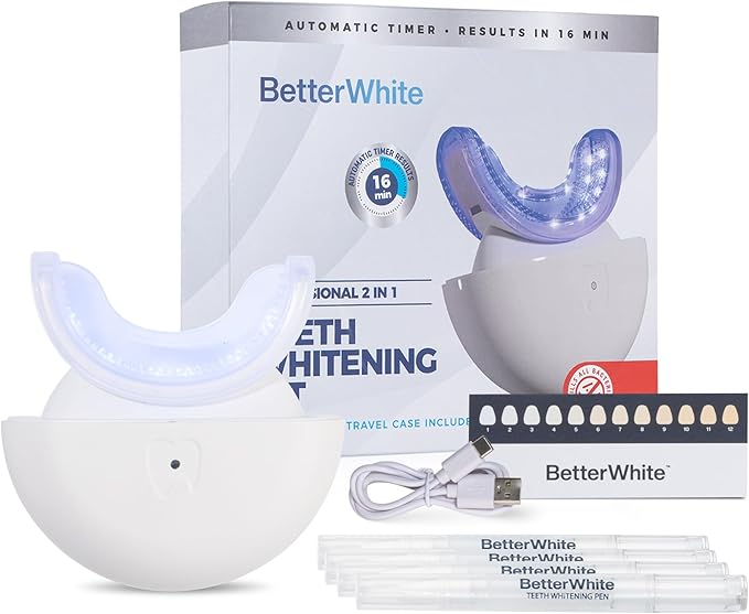 LED Teeth Whitening Kit with 4 Gel Syringes & Case | Formulated by Dentists | Professional Tooth Whitening for Sensitive Teeth | Enamel-Safe and Clinically Tested