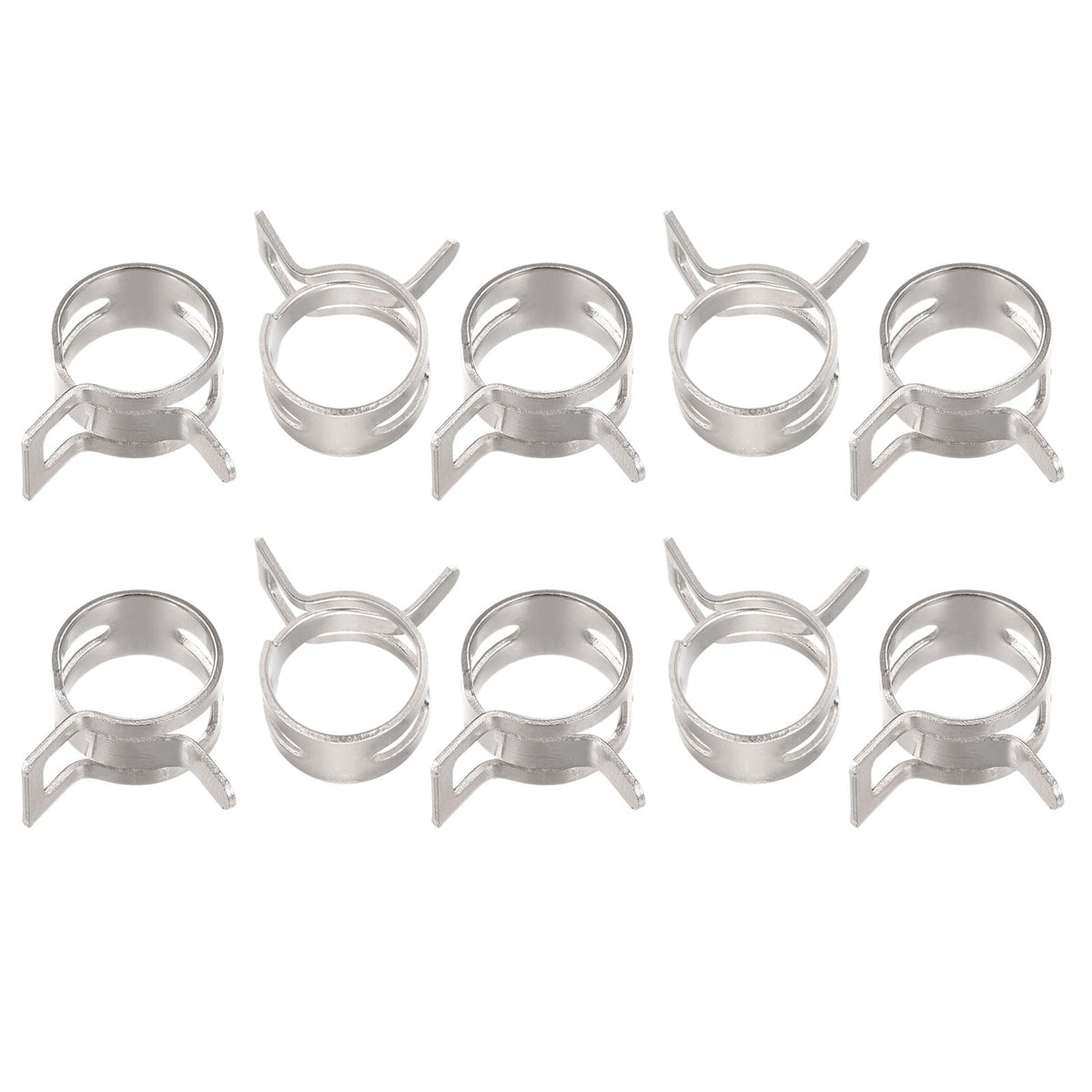 uxcell 10pcs 12mm Spring Band Type Action Fuel/Silicone Vacuum Hose Pipe Clamp Low Pressure Air Clip Clamp, Nickel Plated