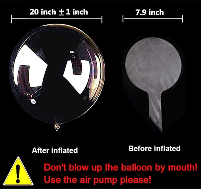 Bobo Balloons 50 Packs, 20 Inch Helium Style Transparent Bubble Clear Balloons for LED Light Up Decoration, Gifts for Christmas,Wedding,Birthday Party Decorations (LED String Not Included)