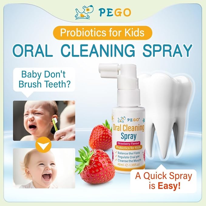 Kids Oral Spray, Toddler Toothpaste Helper for Fresh Breath，Kid's Mouth Spray with Fluoride Free for Newborn to 12 Years (2Pack, Strawberry)
