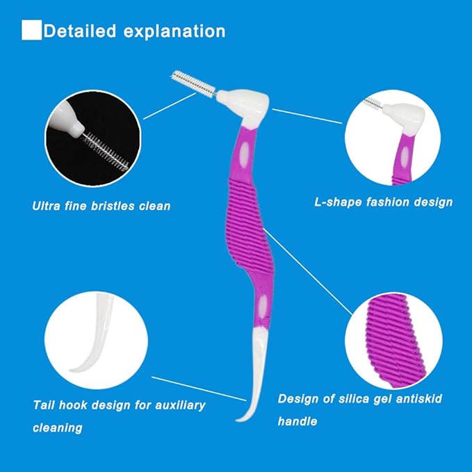 Angzhili 10 pcs Orthodontic Interdental Brush Mini Brush with Toothpick,Tooth Cleaning Tool