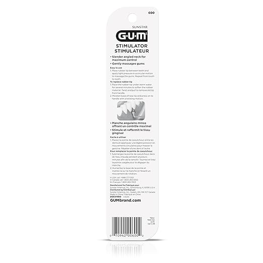 GUM Stimulator Permanent Handle - 1 Rubber Tip Included - Long Handled Massager for Gums - Remove Plaque & Promote Gum Health, 1 Count