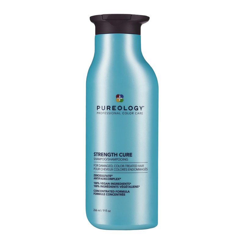 Pureology Strength Cure Shampoo - For Damaged or Color Treated Hair, Hair Repair, Reduces Damage & Seals Split Ends, Protects Color Vibrancy, Vegan & Sulfate Free