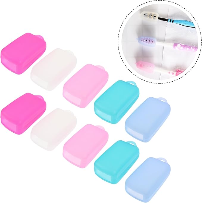 Silicone Toothbrush Covers Travel Toothbrush Caps 10Pcs Set Portable Brush Cover Protective Holder for Travel Business Camping Use